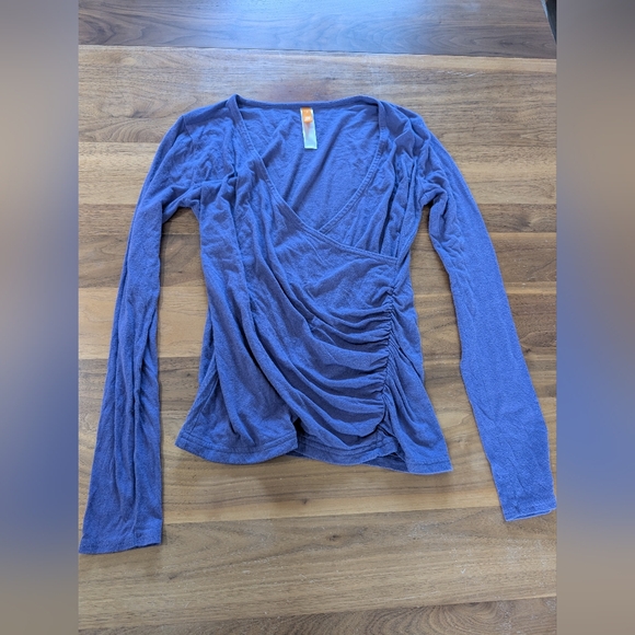 LUCY Activewear Ruched Faux Wrap Top - Purple, XS - Picture 4 of 8